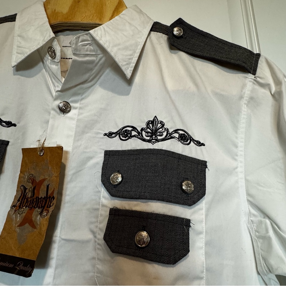 ABLANCHE Vintage Y2K Embroidered Button Down Long Sleeve Shirt